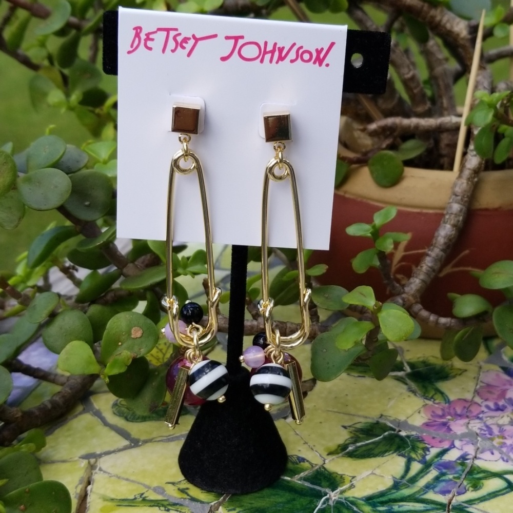 Betsey Johnson Safety Pen  Earrings. NWT
